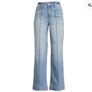 Time &Tru High Rise Wide Leg Seam Front Light Wash Denim Jeans Retro 2 Risen NEW